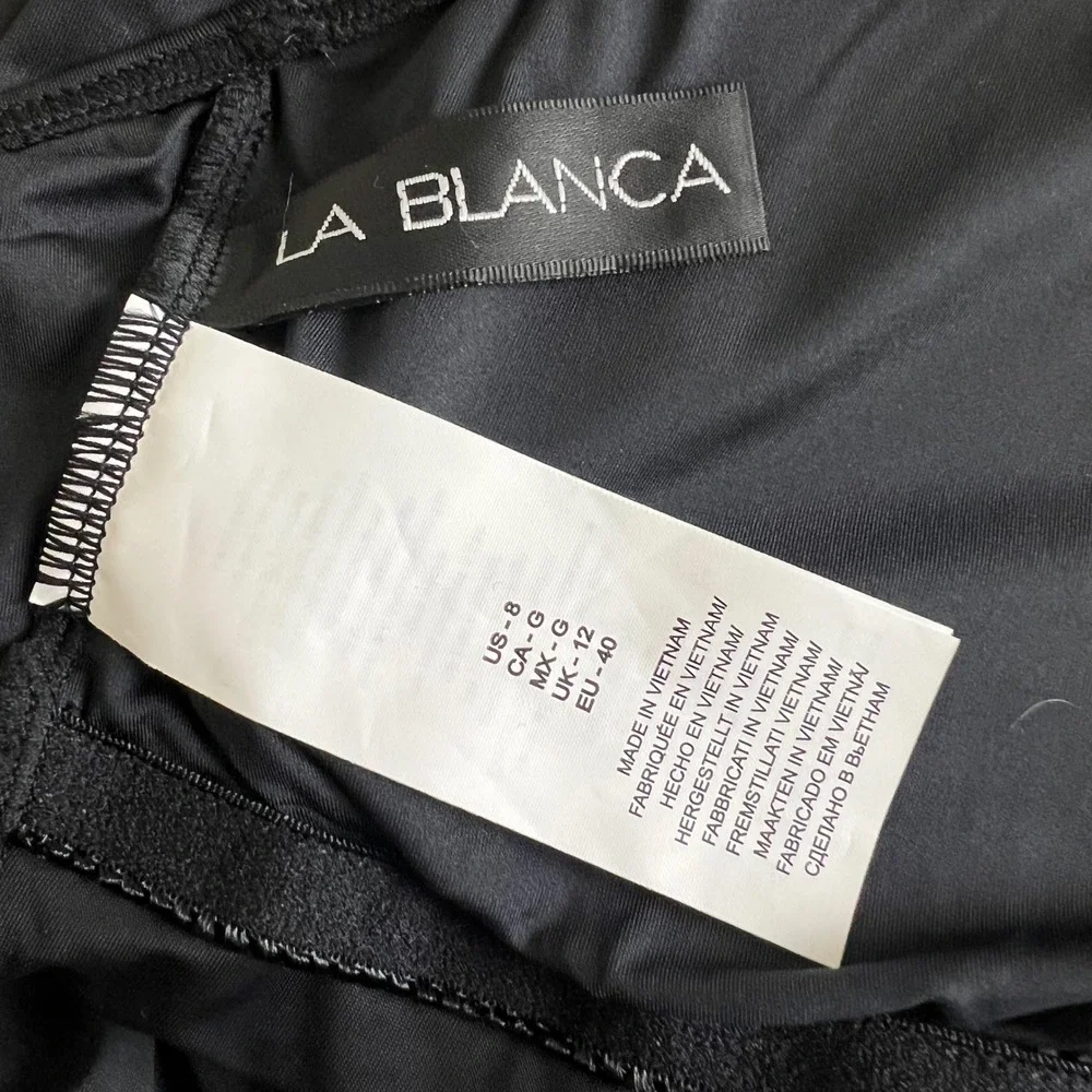 La Blanca Island Goddess Black‎ Ruched One Piece Swimsuit V-Neck Tummy Control 8